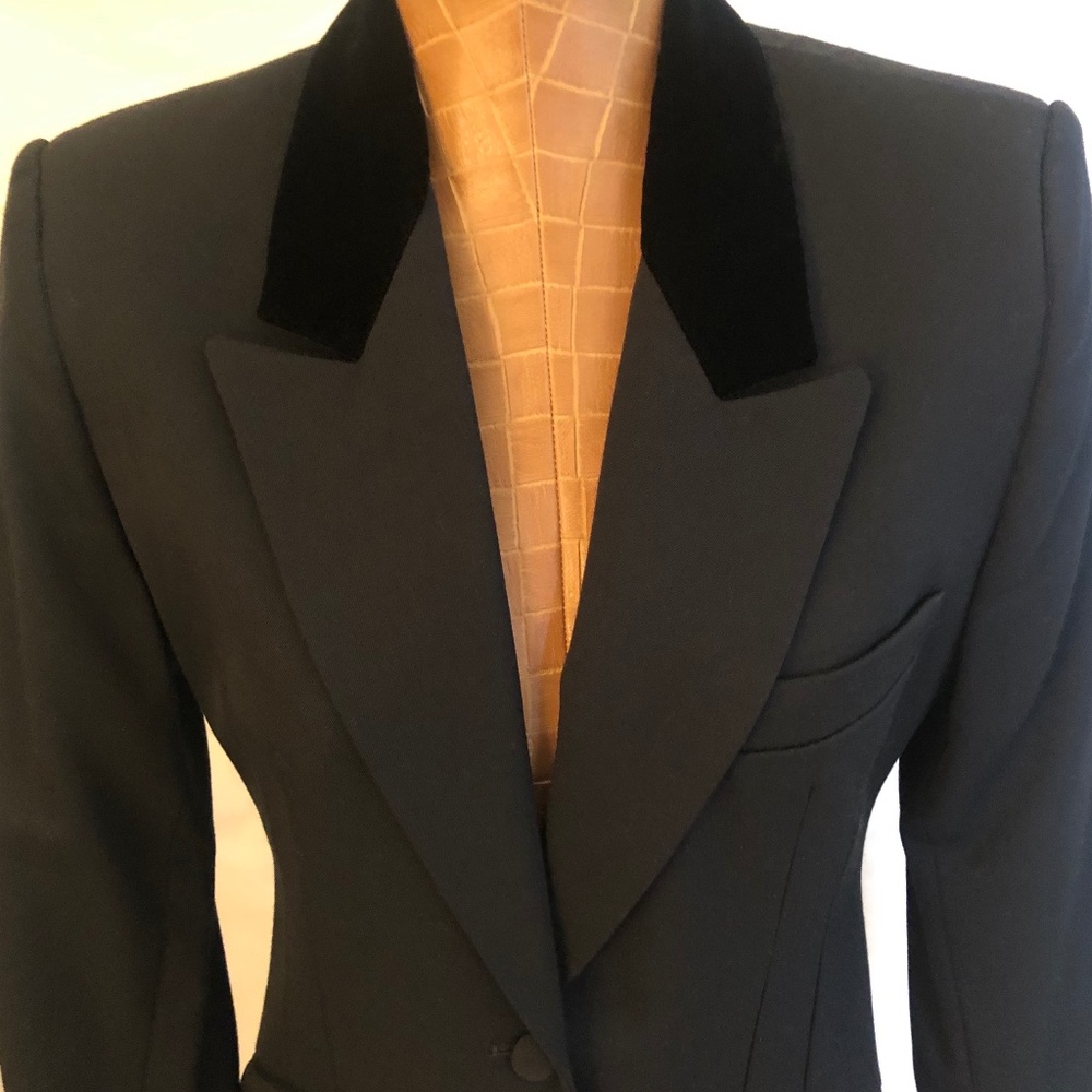 Velvet Collared Tuxedo Dress/Jacket, Black